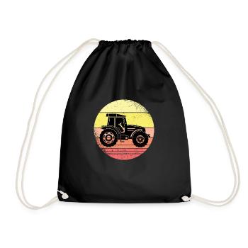 Tractor Retro Sunset Farmers Farmers - Drawstring Bag - black - Front