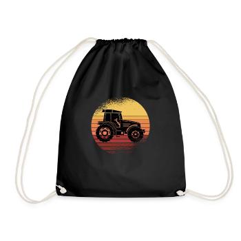 Tractor, Retro, Sunset, Farmer, Farmer - Drawstring Bag - black - Front
