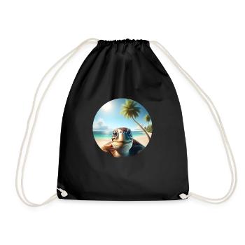 Tortue souriante - Sac de sport léger - noir - Devant