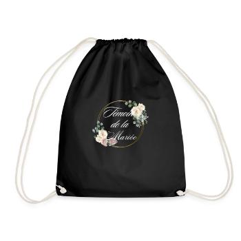 Brautzeugin Weiße Blume - passendes T-Shirt - Turnbeutel - Schwarz - Vorne