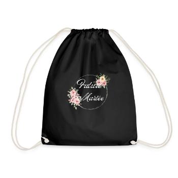 Zukünftige Braut Rosa Blumen - Passendes T-Shirt - Turnbeutel - Schwarz - Vorne