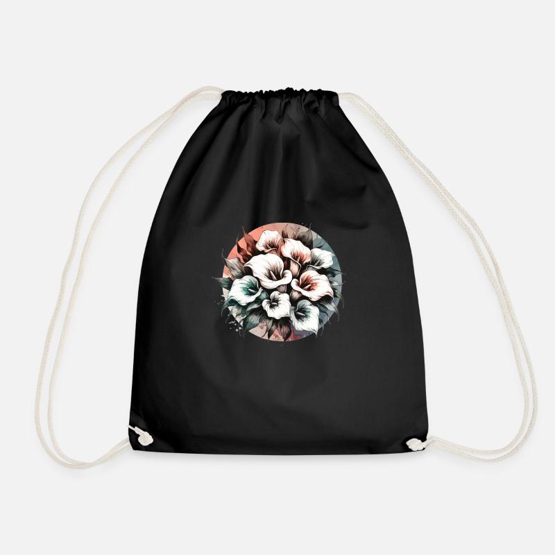 Calla Lilies Drawn - Drawstring Bag - black