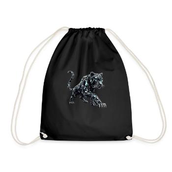 Cat Black Crystal Cat - Drawstring Bag - black - Front