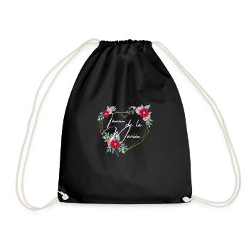 Bride's best man floral heart - matching tshirt - Drawstring Bag - black - Front
