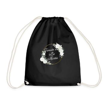 Trauzeuge der Braut weißes Blumen-passendes T-Shirt - Turnbeutel - Schwarz - Vorne