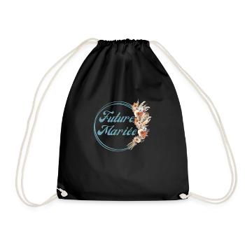 Zukünftige Braut Rustic Flowers - Passendes T-Shirt - Turnbeutel - Schwarz - Vorne