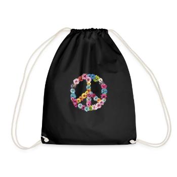 PeaceFlowers - Turnbeutel - Schwarz - Vorne