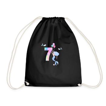 7e anniversaire sirène - Sac de sport léger - noir - Devant