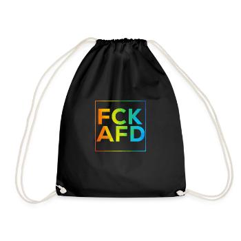 FCK AFD mit Rahmen Regenbogen - Turnbeutel - Schwarz - Vorne