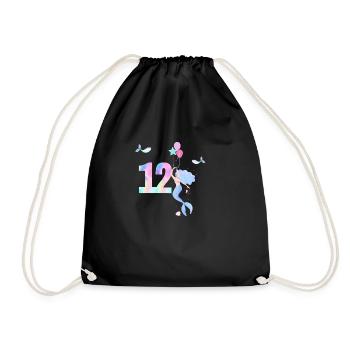 12e anniversaire sirène - Sac de sport léger - noir - Devant