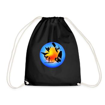 Rond jaune bleu wind wing kite sup surf - Sac de sport léger - noir - Devant