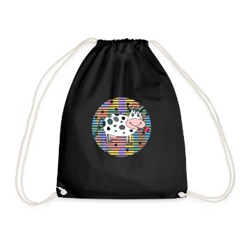 Cow - Drawstring Bag - black - Front