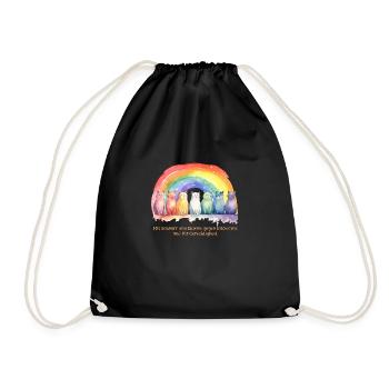 Mimikama Regenbogen Katzen - Turnbeutel - Schwarz - Vorne