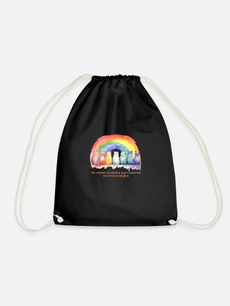 Mimikama Regenbogen Katzen - Turnbeutel - Schwarz