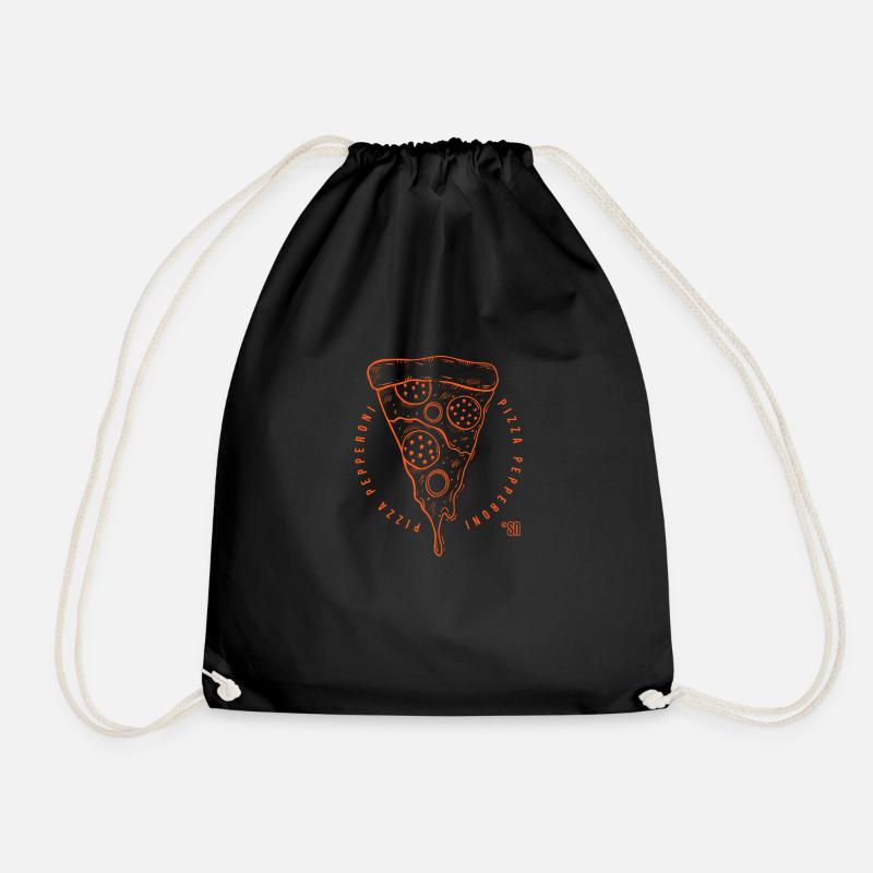 i LOVE pepperoni pizza - Drawstring Bag - black