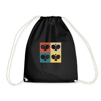 Retro Vintage Tischtennis - Turnbeutel - Schwarz - Vorne