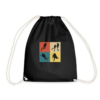 Retro Vintage Tauchen - Turnbeutel - Schwarz - Vorne