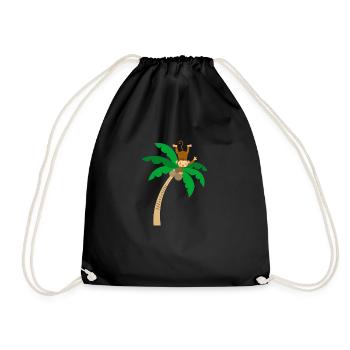 singe sur palmier qui saute avec regard amusant - Sac de sport léger - noir - Devant