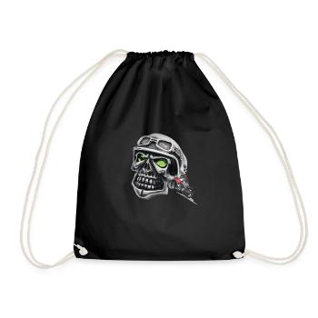 tête de mort motard - Sac de sport léger - noir - Devant