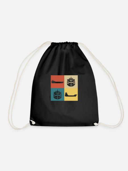 Retro-Vintage-Hausboot - Turnbeutel - Schwarz