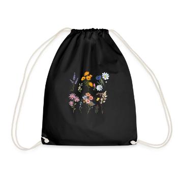 Botanical Wildflowers - Drawstring Bag - black - Front