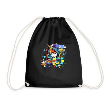 Belle femme peinture art visage femme colorée - Sac de sport léger - noir - Devant