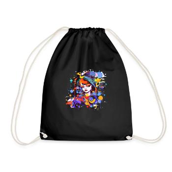 Belle femme peinture art visage femme colorée - Sac de sport léger - noir - Devant