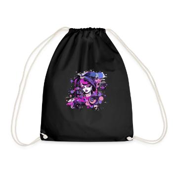 Belle femme peinture art visage femme colorée - Sac de sport léger - noir - Devant