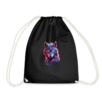 Wolf - Drawstring Bag - black - Front