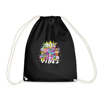 90er Jahre Vibes Elemente und Spielzeug - Turnbeutel - Schwarz - Vorne
