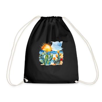 watercolor Sicily 1 with inscription and heart - Drawstring Bag - black - Front