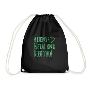 Aliens love Metal and Beer too - Turnbeutel - Schwarz - Vorne