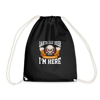Darts und Bier Darum bin ich hier - Turnbeutel - Schwarz - Vorne