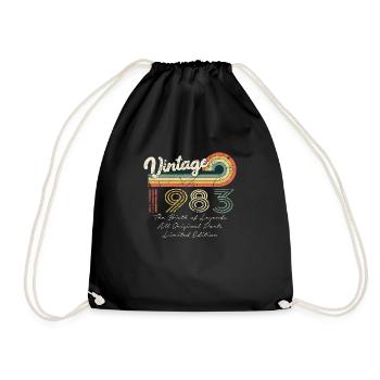 Awesome since 1983 Anniversary 1983 Vintage 198 - Drawstring Bag - black - Front