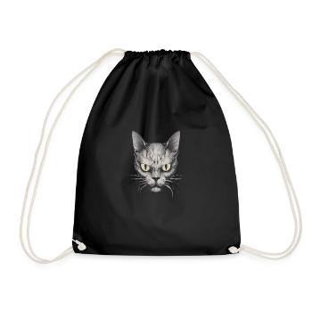 Face Cat - Drawstring Bag - black - Front