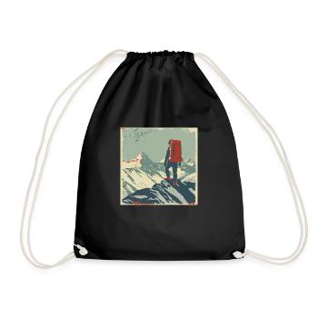 Hiking, Hiking, Mountains, Nature, Camping, Summit, Alps - Drawstring Bag - black - Front