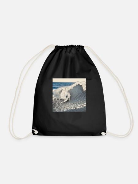 Big Wave surfing 2 - Turnbeutel - Schwarz