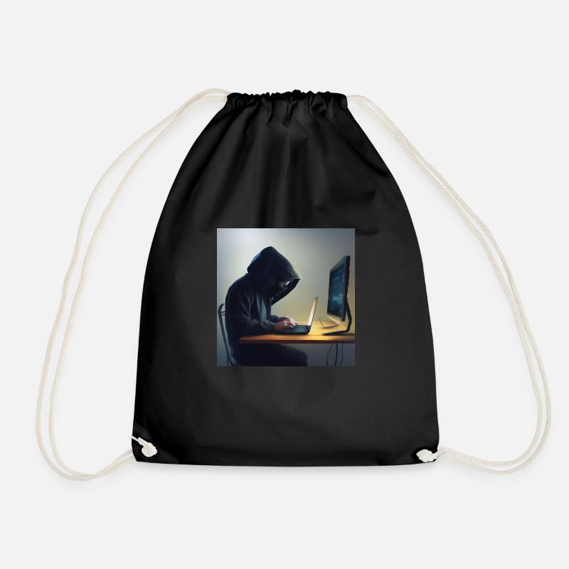 Hacker T-Shirt - Turnbeutel - Schwarz