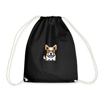 Pixo the Spectacled Dog - Drawstring Bag - black - Front