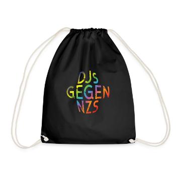 DJs gegen NZS rundes Logo Regenbogen Design - Turnbeutel - Schwarz - Vorne