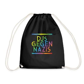 DJs gegen Nazis Regenbogen - Turnbeutel - Schwarz - Vorne