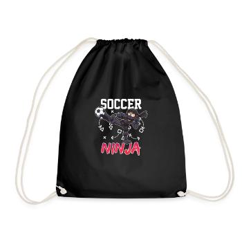 Cool Cartoon Soccer Ninja Football Player - Drawstring Bag - black - Front
