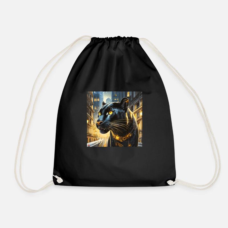 BLACK CAT - Drawstring Bag - black