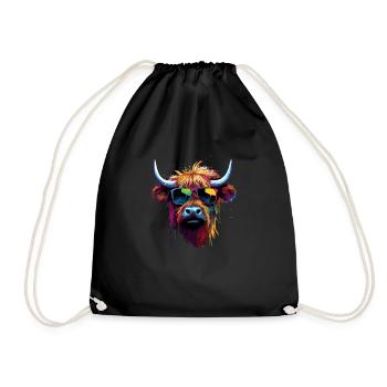 Cool Scottish Highland Beef - Drawstring Bag - black - Front