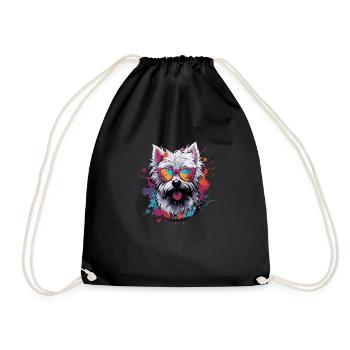 Cool West Highland White Terrier - Drawstring Bag - black - Front