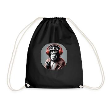 Monkey loves Music 2 - Turnbeutel - Schwarz - Vorne