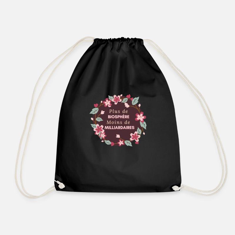More biosphere, fewer billionaires - Drawstring Bag - black
