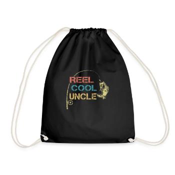 Rolle Cool Onkel Angeln Papa Vatertag Papa - Turnbeutel - Schwarz - Vorne
