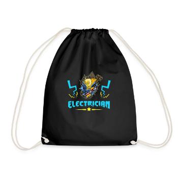Electrician Electrician Lighting Technician Lamp - Drawstring Bag - black - Front