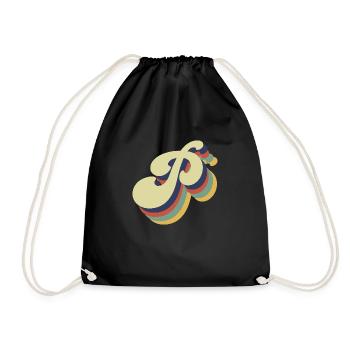 Retro Letter P - Drawstring Bag - black - Front